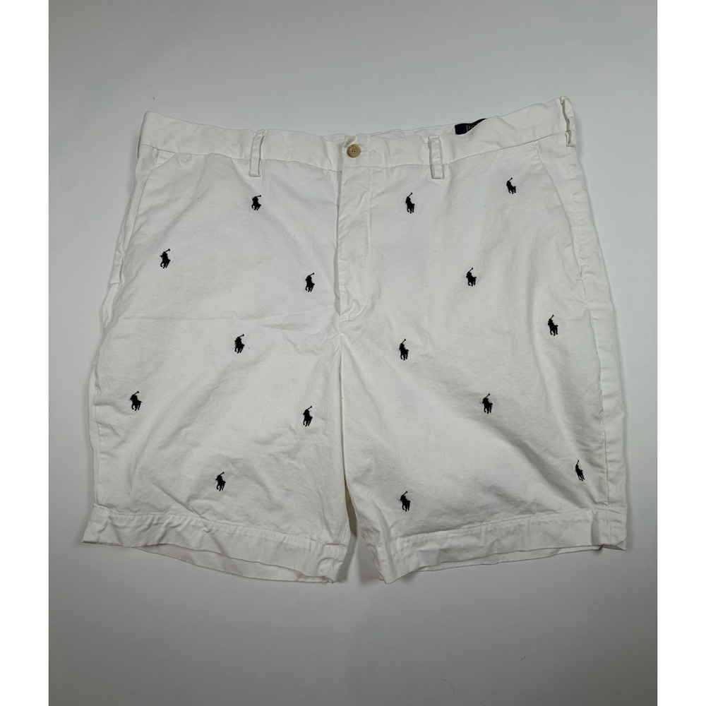 Polo Ralph Lauren Chino Shorts Mens 42 White Stretch Classic Fit Preppy Pony 8"